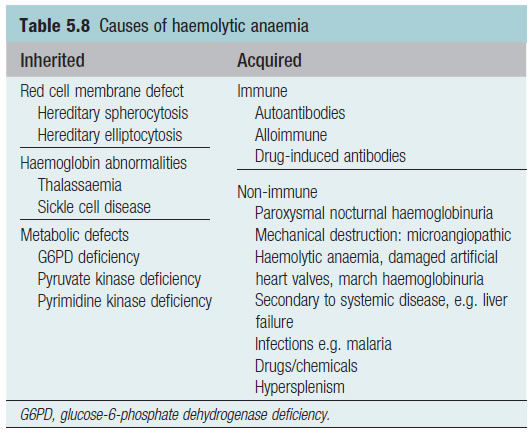 Causes of haemolytic anaemia